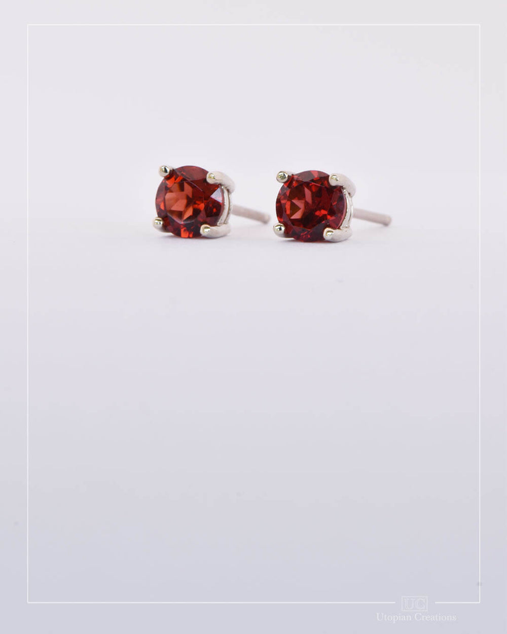 Australian Red Garnet Stud Earrings - White Gold - 0.98ct