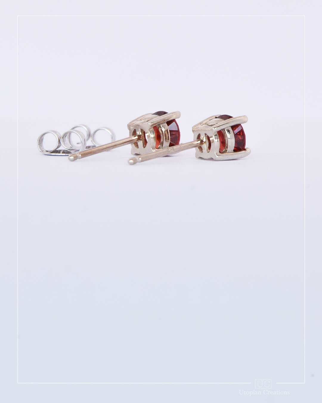 Australian Red Garnet Stud Earrings - Sterling Silver - 0.98ct
