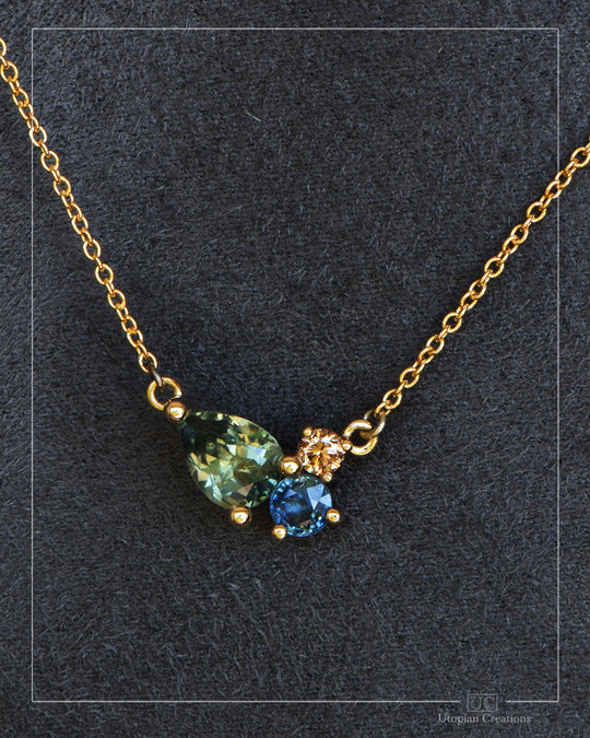 Rosa - Acacia Cluster Pendant - Sapphire, Argyle Champagne Diamond