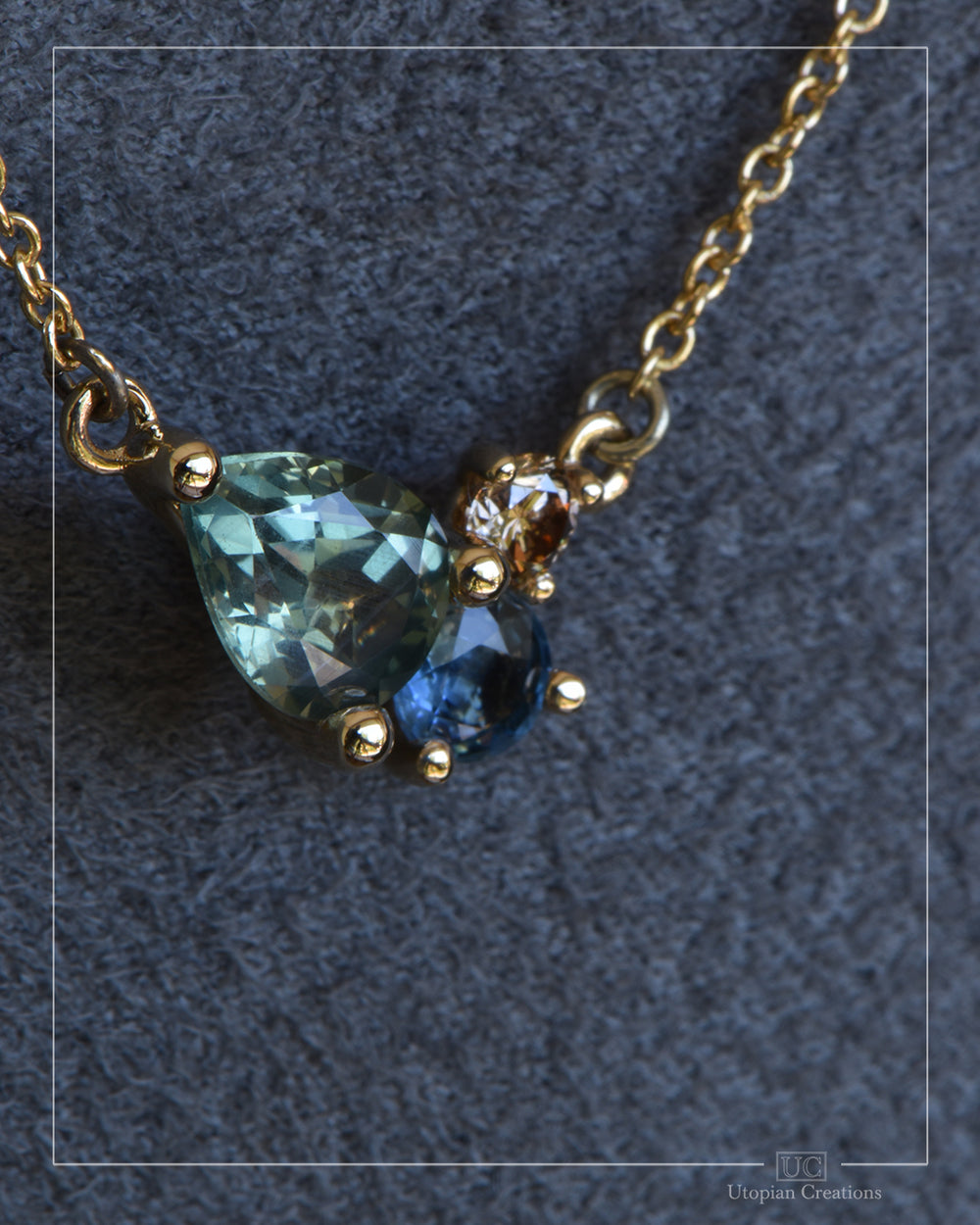 Rosa - Acacia Cluster Pendant - Sapphire, Argyle Champagne Diamond