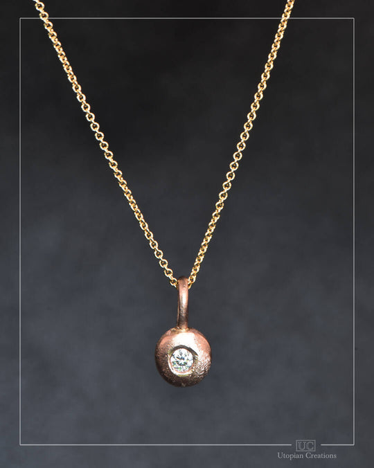 Argyle Diamond - 9k Rose Gold - Pebble Pendant &amp; Chain