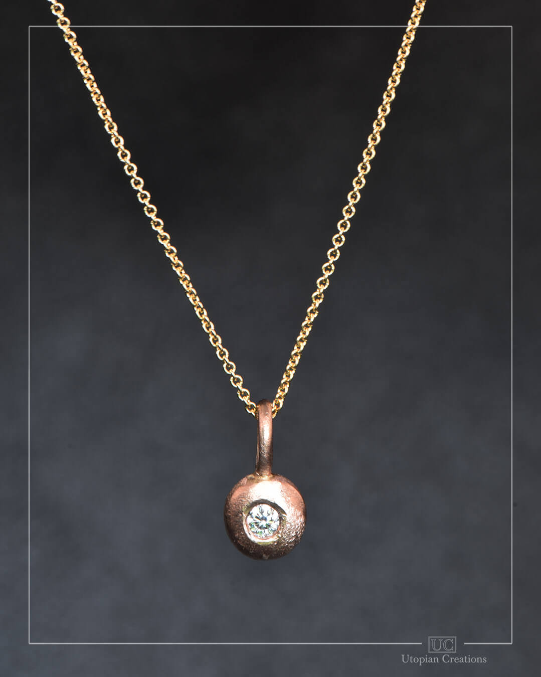 Argyle Diamond - 9k Rose Gold - Pebble Pendant & Chain