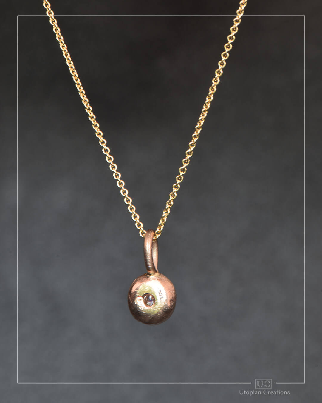 Argyle Diamond - 9k Rose Gold - Pebble Pendant & Chain