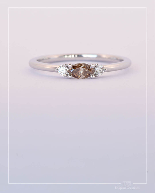 Sable Australian Argyle Champagne and Lab Diamond Ring