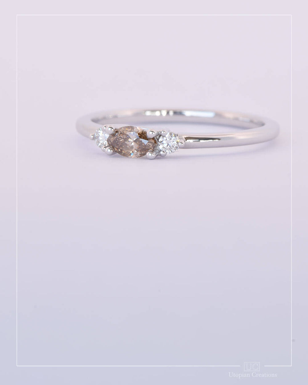 Sable Australian Argyle Champagne and Lab Diamond Ring