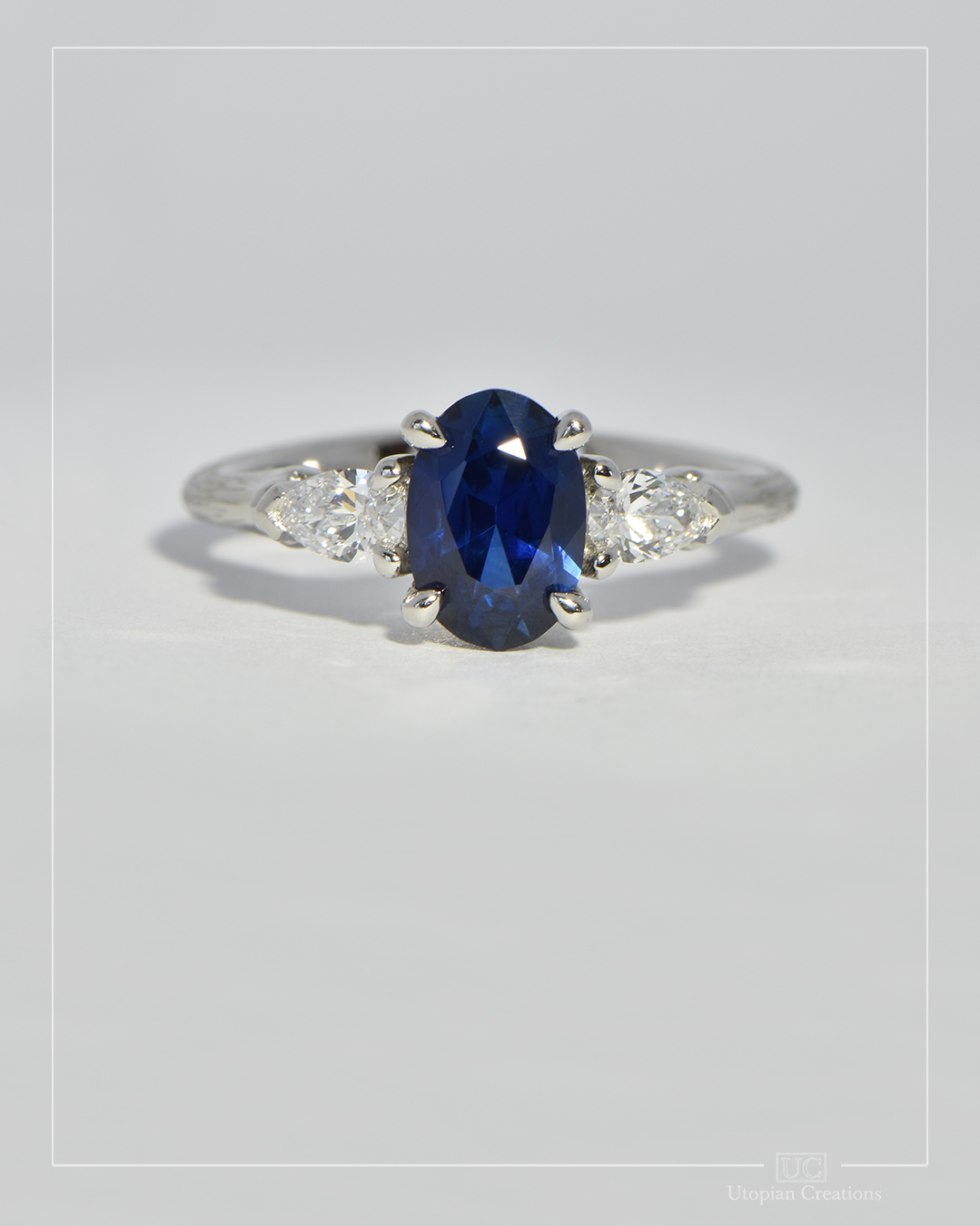 Nia - Royal Blue Sapphire and Diamond Platinum Ring - Baret Collection