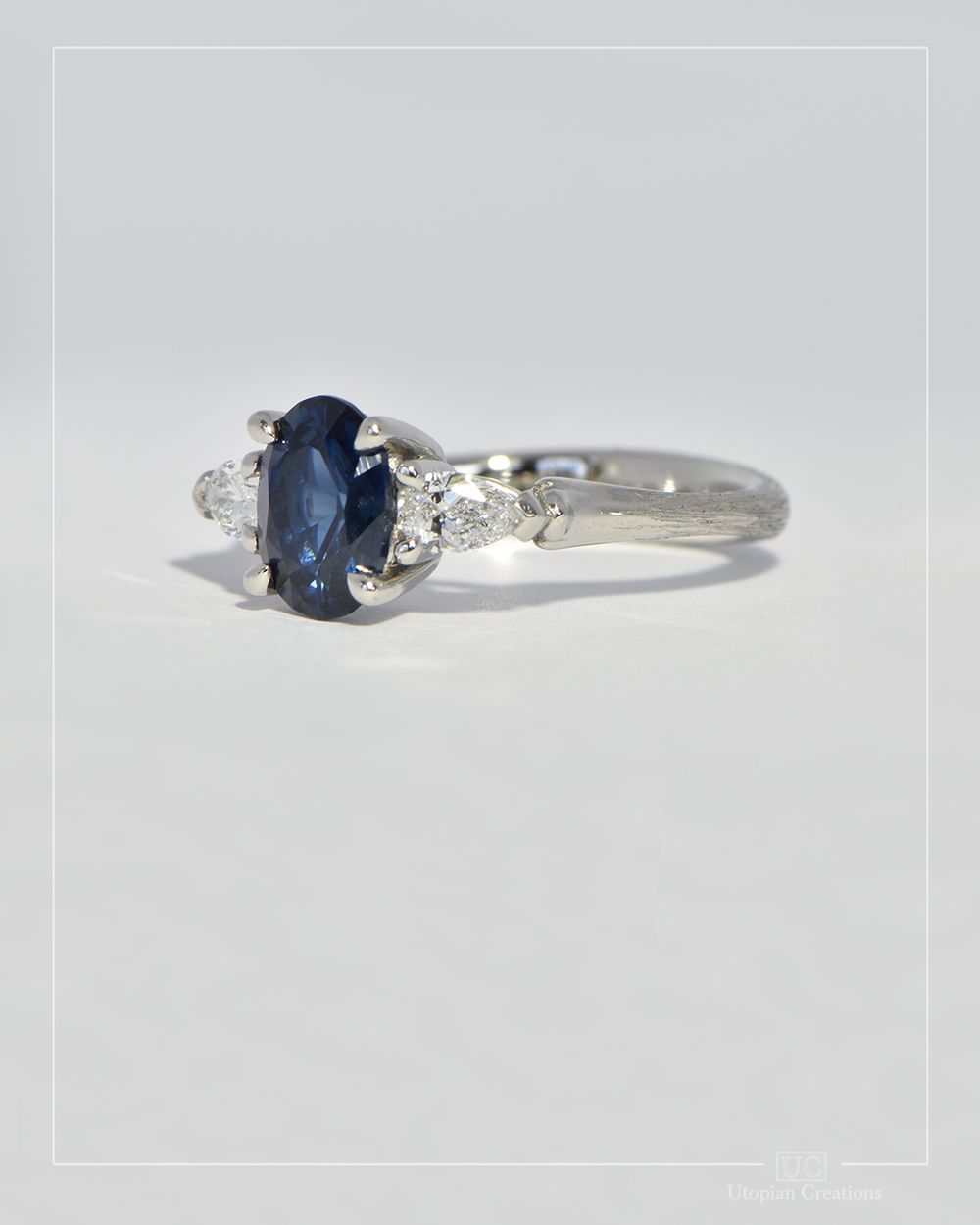 Nia - Royal Blue Sapphire and Diamond Platinum Ring - Baret Collection