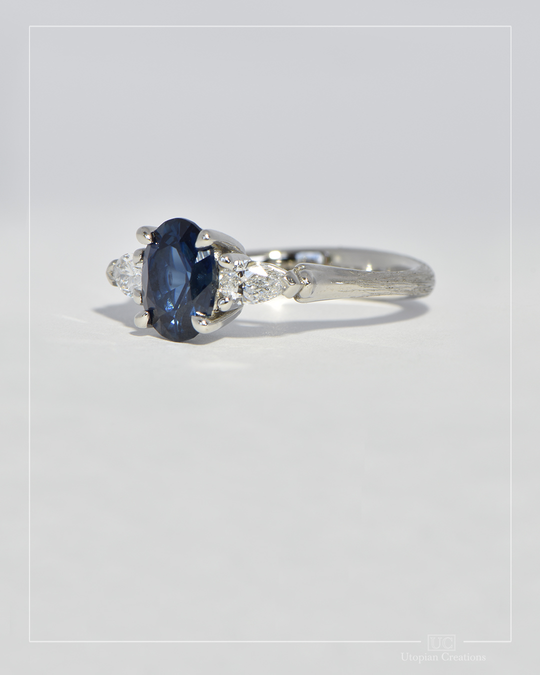 Nia - Royal Blue Sapphire and Diamond Platinum Ring - Baret Collection