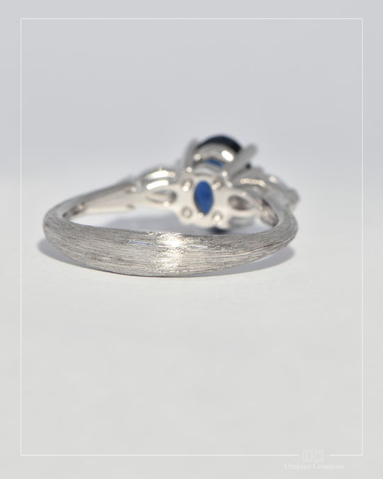 Nia - Royal Blue Sapphire and Diamond Platinum Ring - Baret Collection