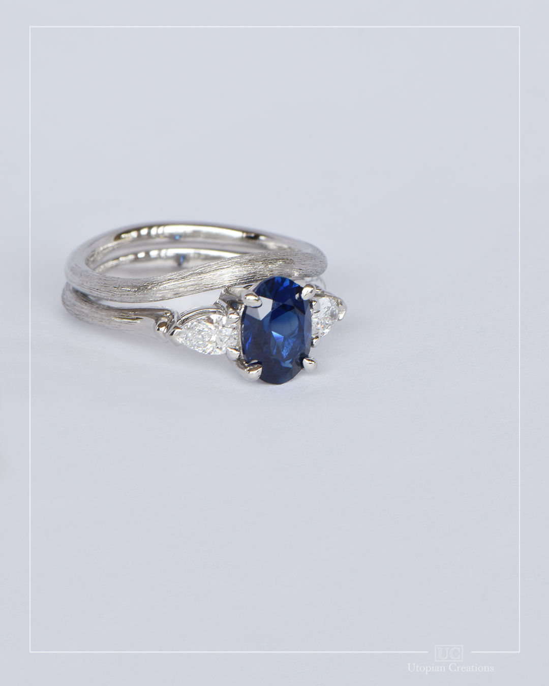 Nia - Royal Blue Sapphire and Diamond Platinum Ring - Baret Collection