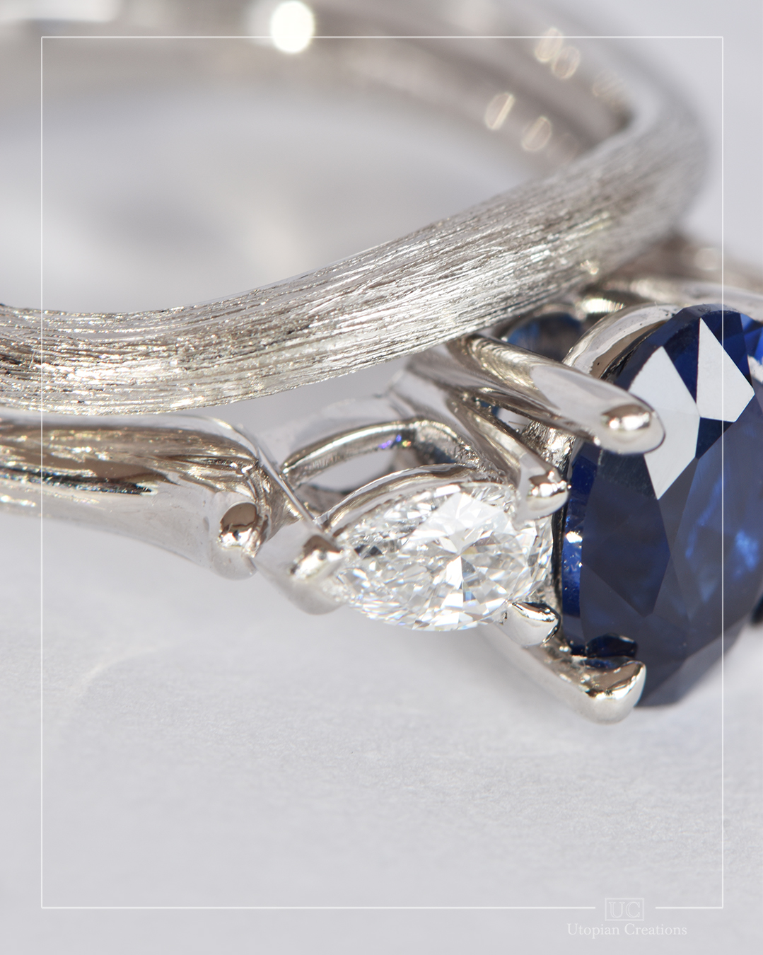 Nia - Royal Blue Sapphire and Diamond Platinum Ring - Baret Collection