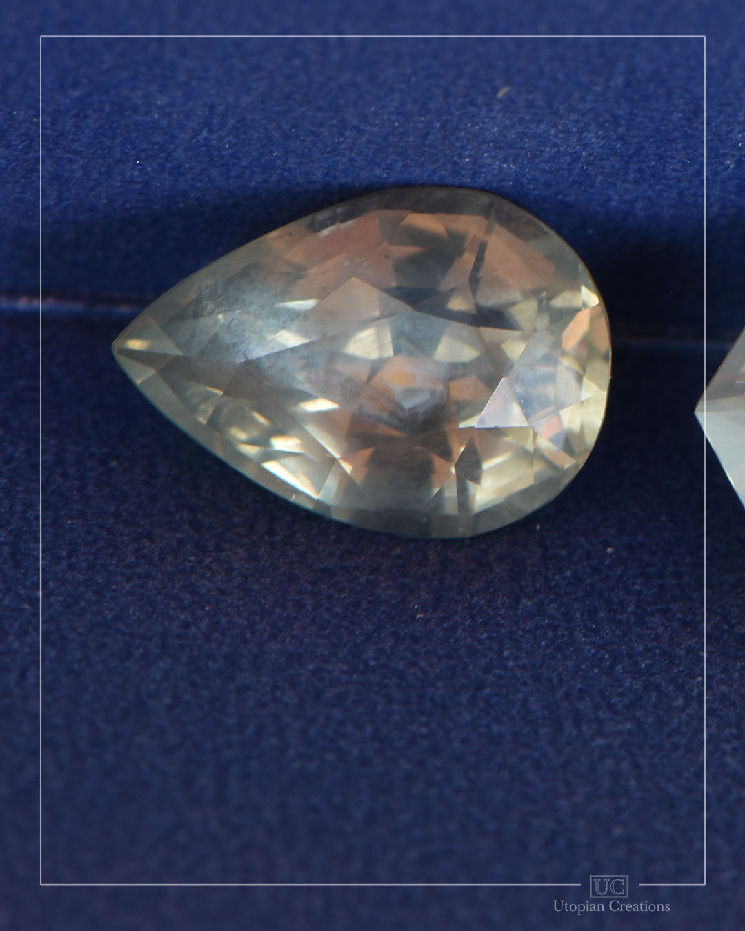 Montana Sapphire – 1.47ct Pear Cut, Opalescent Parti, Pastel Yellow, Green