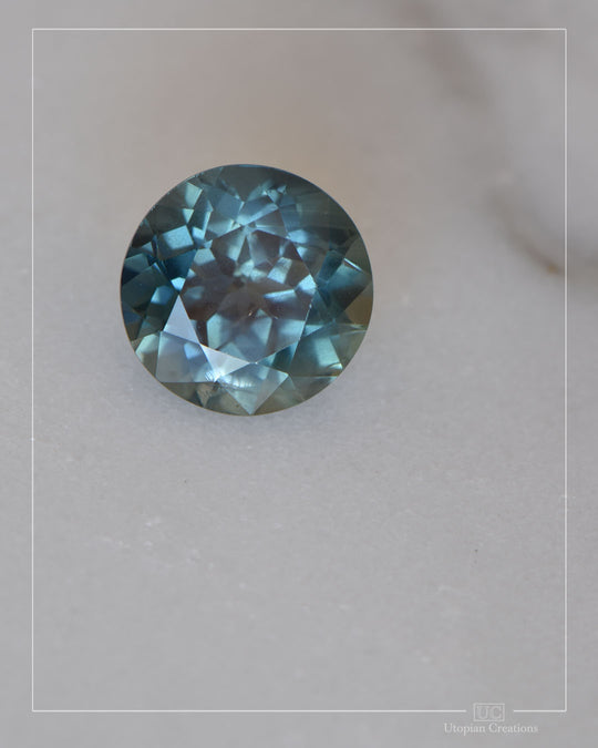 Queensland Sapphire – 2.37ct Round Cut, Teal, Green, Blue