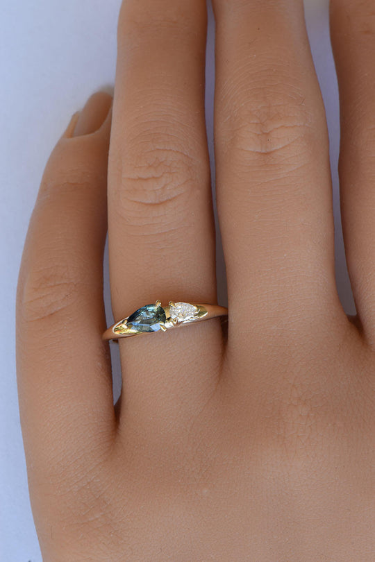 Thea - Australian Sapphire and Lab Diamond Toi et Moi Ring