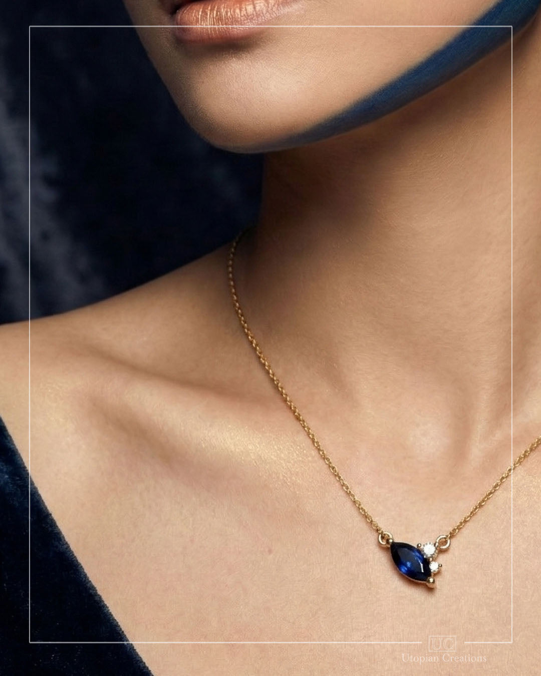 Thistle - Acacia Cluster Pendant - Sapphire, Diamond