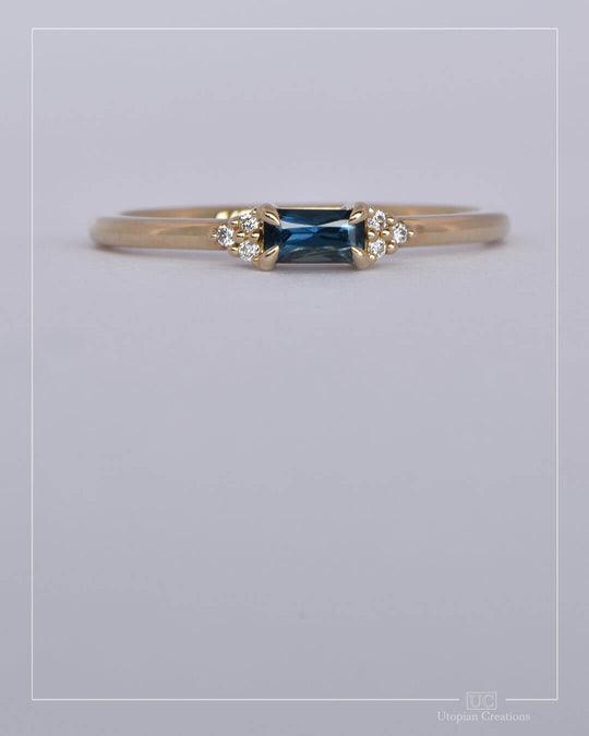 Thora - Blue Australian Sapphire and Diamond Ring