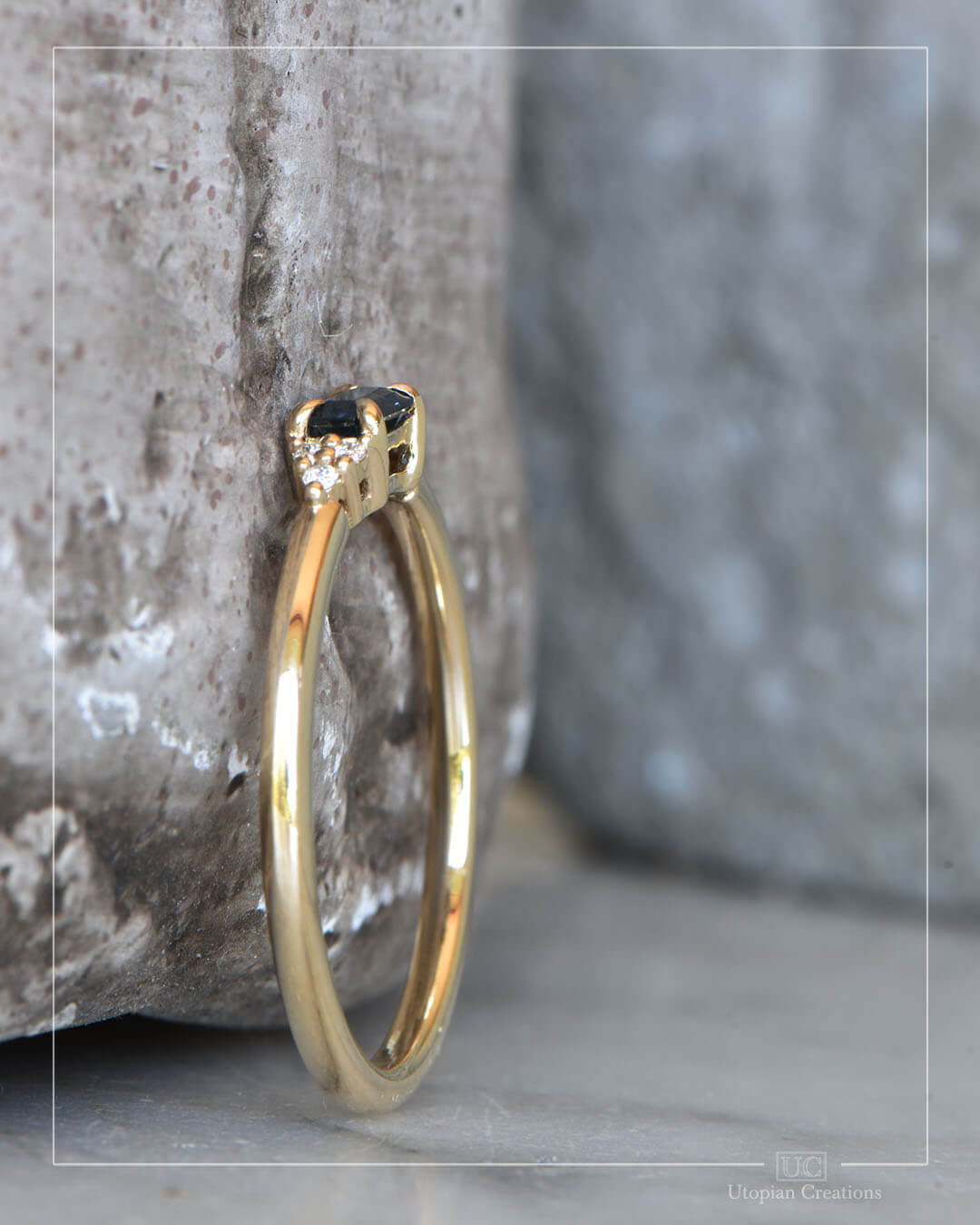 Thora - Blue Australian Sapphire and Diamond Ring
