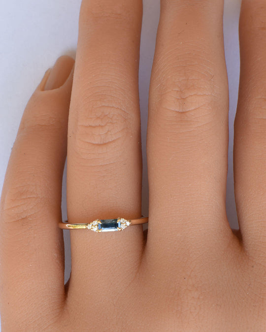 Thora - Blue Australian Sapphire and Diamond Ring