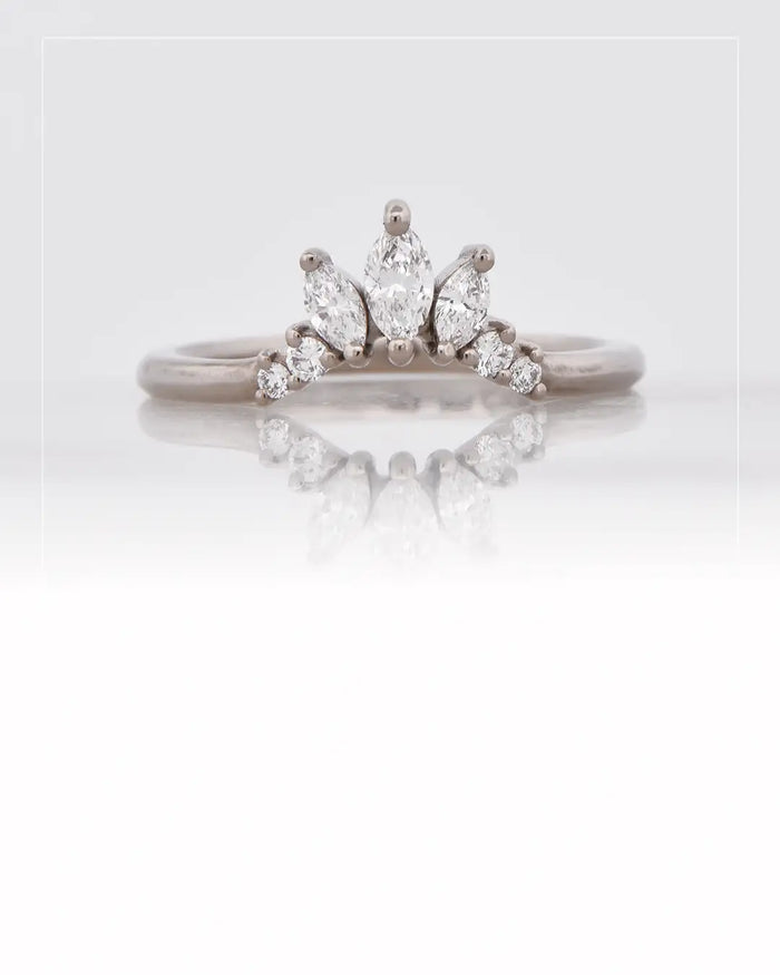 Contoured band, fitted to an engagement ring