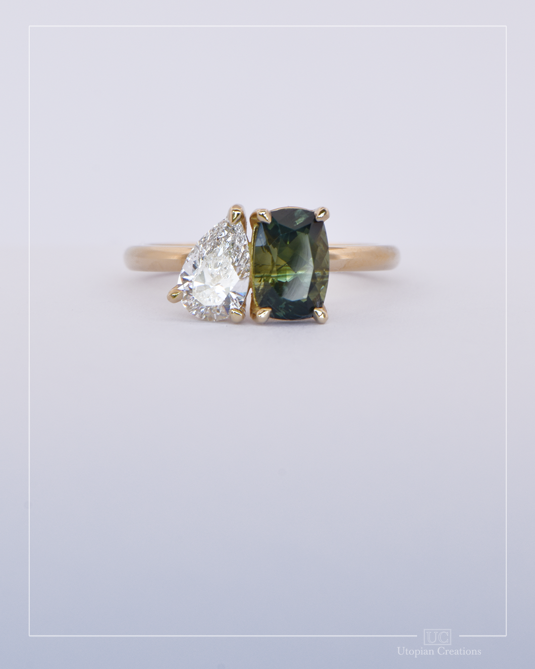 Zieria Australian Sapphire and Lab Diamond Toi et Moi Ring