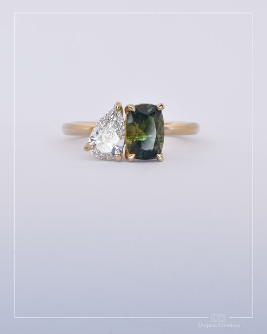 Zieria Australian Sapphire and Lab Diamond Toi et Moi Ring