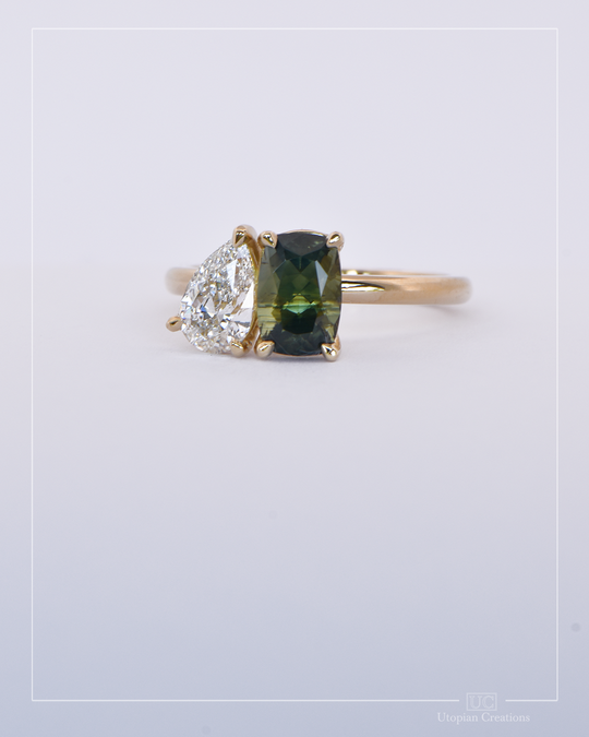 Zieria Australian Sapphire and Lab Diamond Toi et Moi Ring