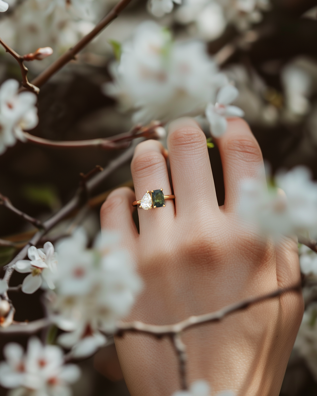 Zieria Australian Sapphire and Lab Diamond Toi et Moi Ring