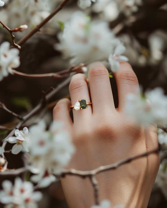 Zieria Australian Sapphire and Lab Diamond Toi et Moi Ring