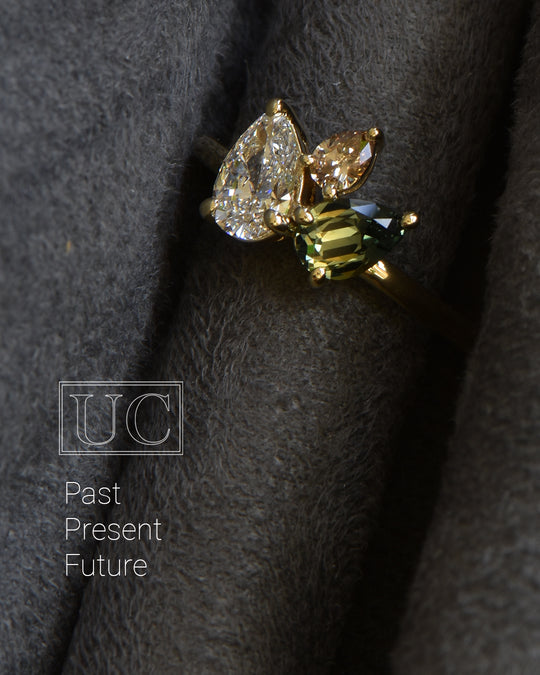 Anemone – Trilogy Australian Sapphire &amp; Argyle Champagne Diamond Ring