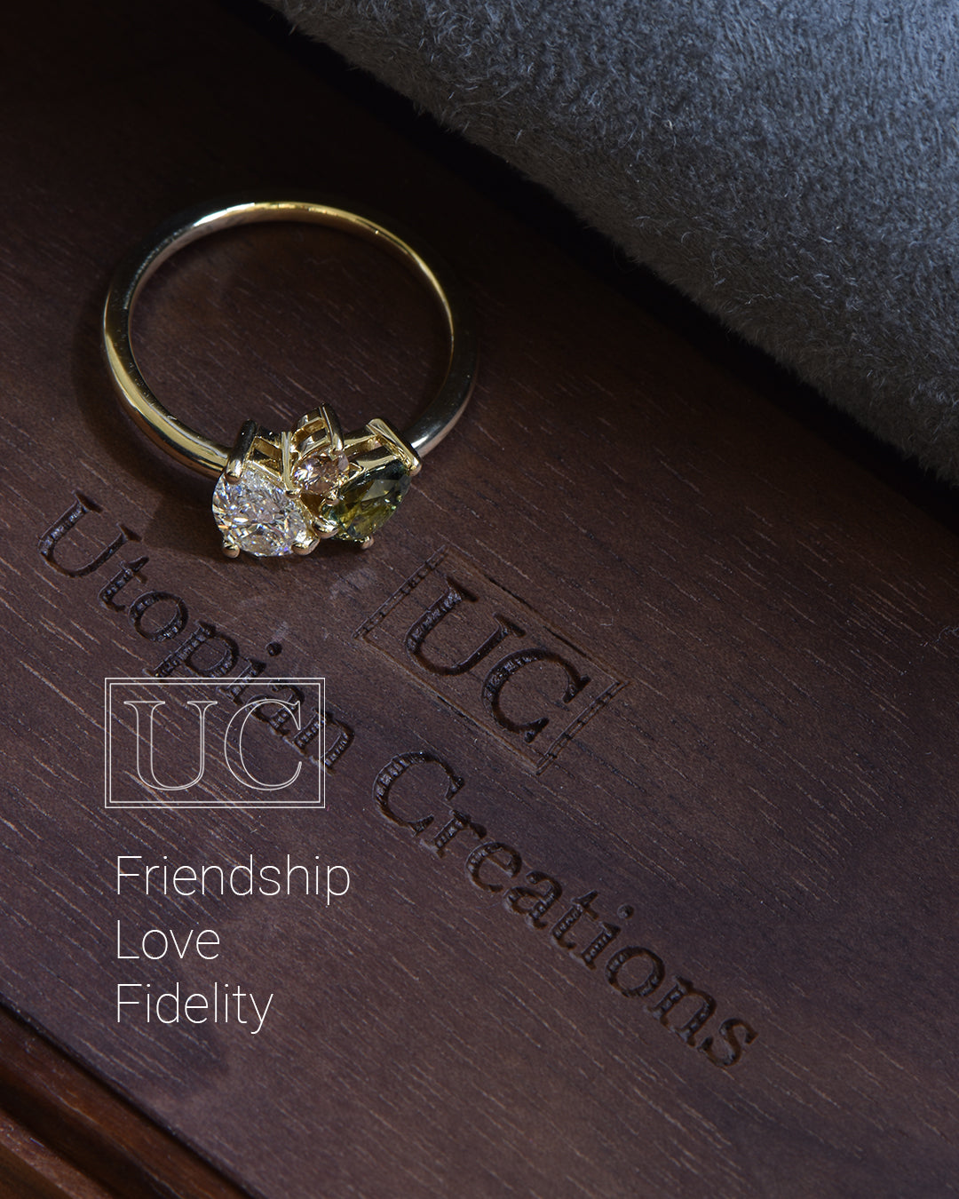 Anemone – Trilogy Australian Sapphire & Argyle Champagne Diamond Ring