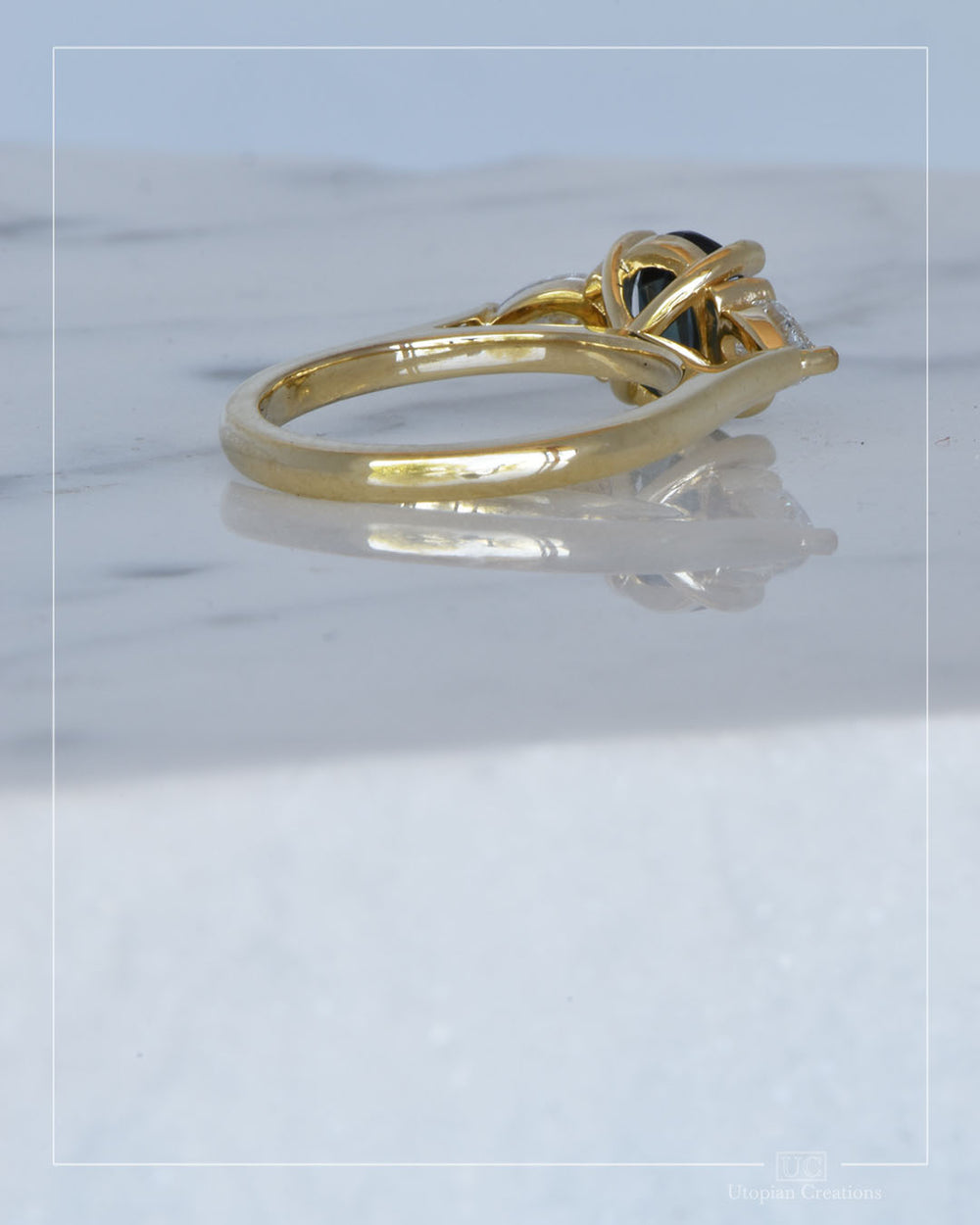 Nerina - Australian Green Teal Sapphire & Lab Diamonds