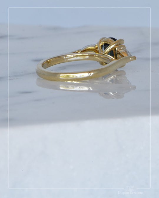 Nerina - Australian Green Teal Sapphire &amp; Lab Diamonds