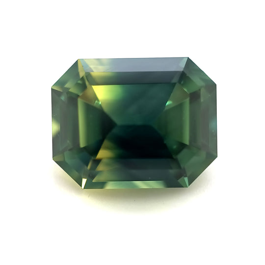 Queensland Sapphire - 1.96ct, Emerald Cut, Parti, Blue, Yellow, Teal, Green