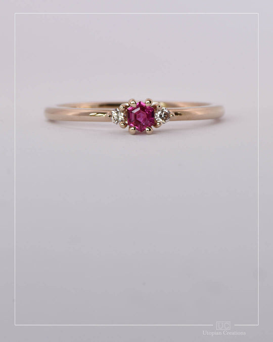 Vespera - Red Ruby and Argyle Diamond Ring