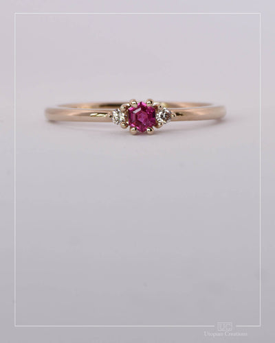 Vespera - Red Ruby and Argyle Diamond Ring