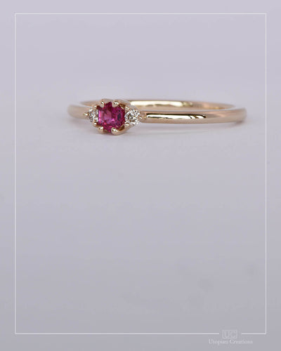 Vespera - Red Ruby and Argyle Diamond Ring