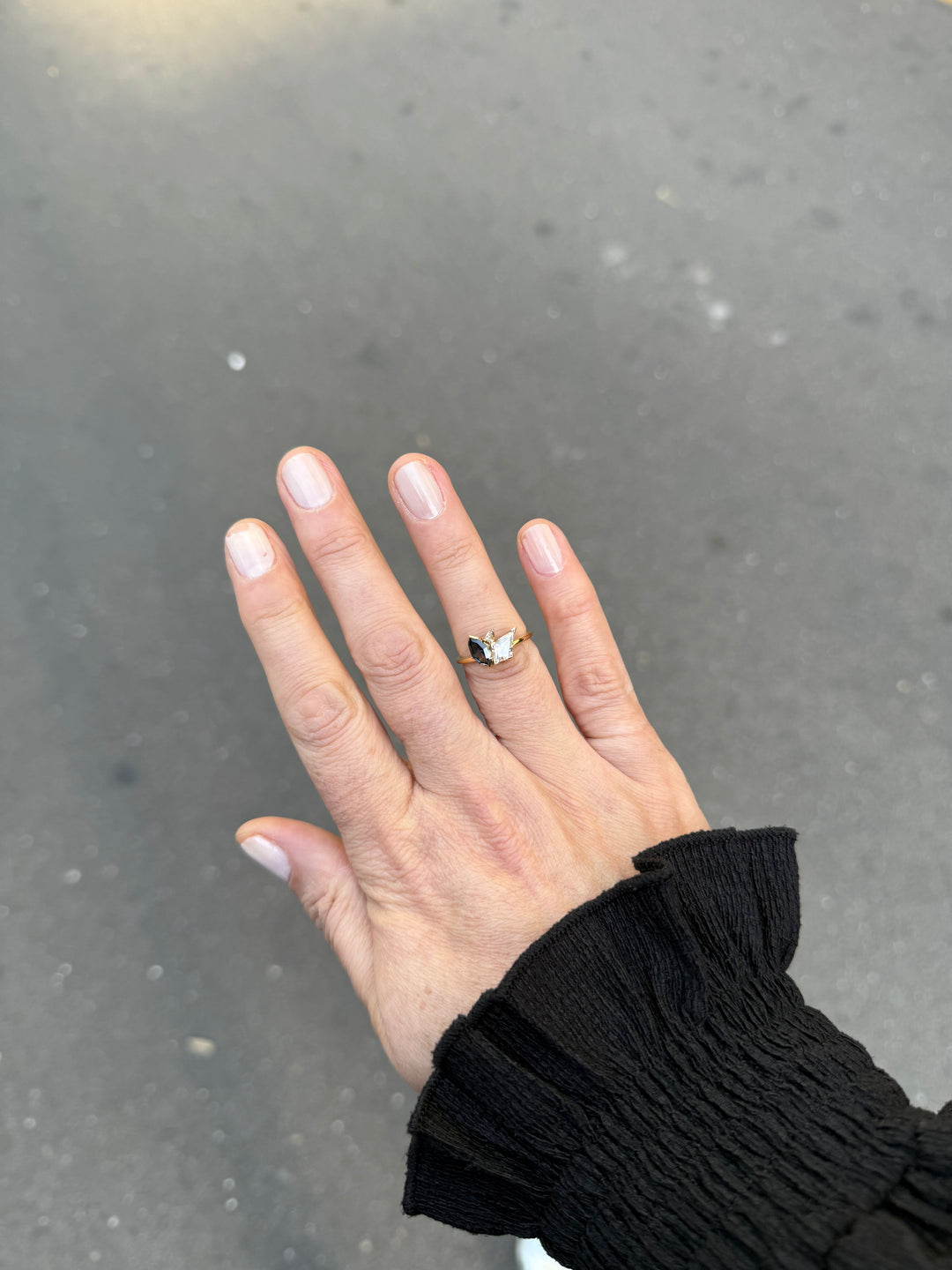 Cassia – Trilogy Australian Sapphire &amp; Argyle Champagne Diamond Ring