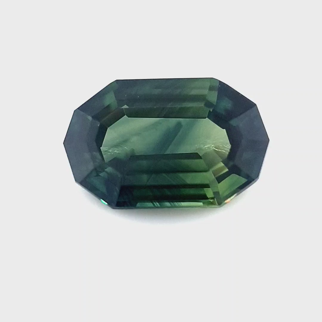 1.05ct Australian Sapphire, Parti, Blue, Teal, Yellow, Green - Decagon