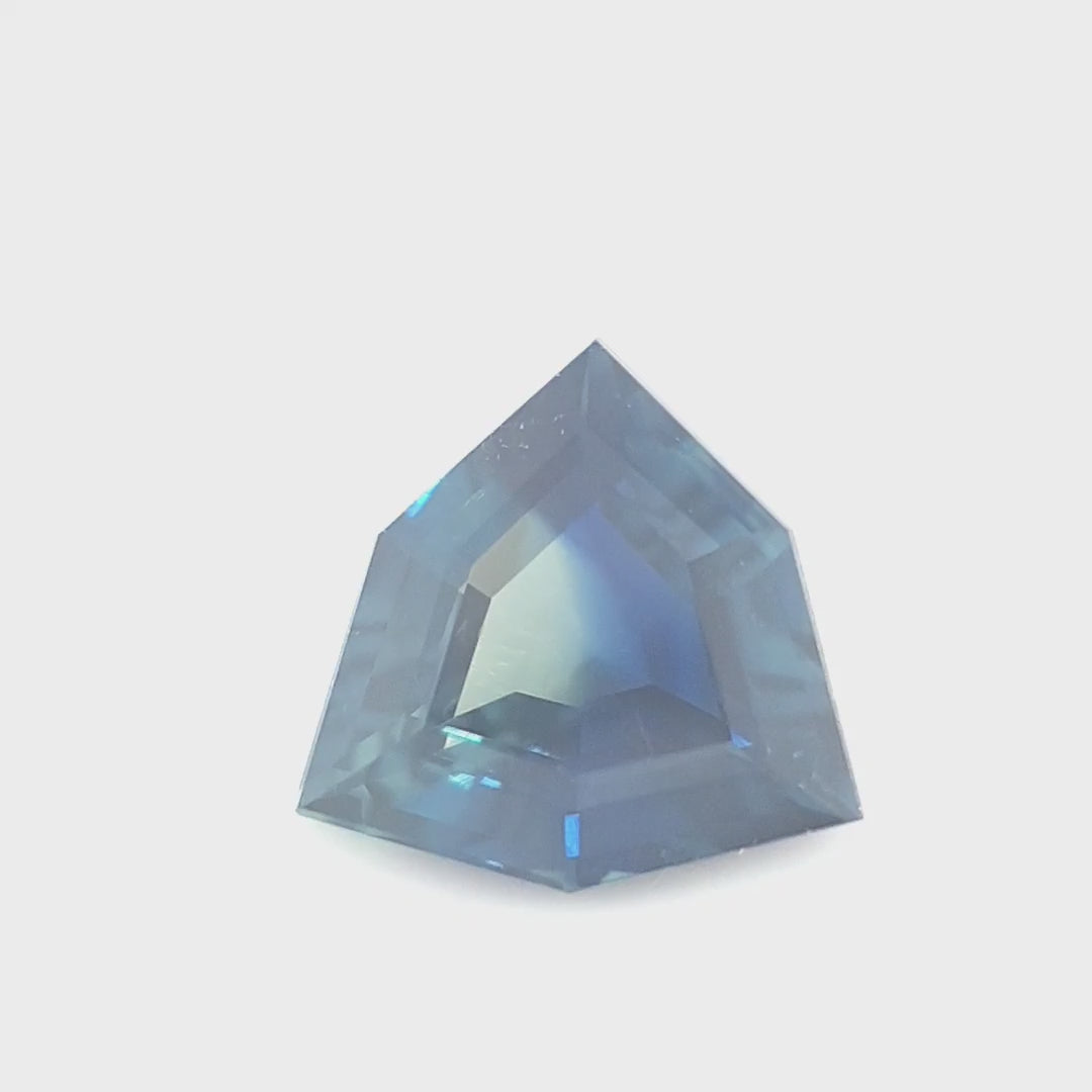0.66ct Australian Sapphire, Parti, Blue, Yellow, Teal - Modified Trillion