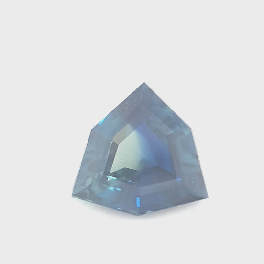 0.66ct Australian Sapphire, Parti, Blue, Yellow, Teal - Modified Trillion
