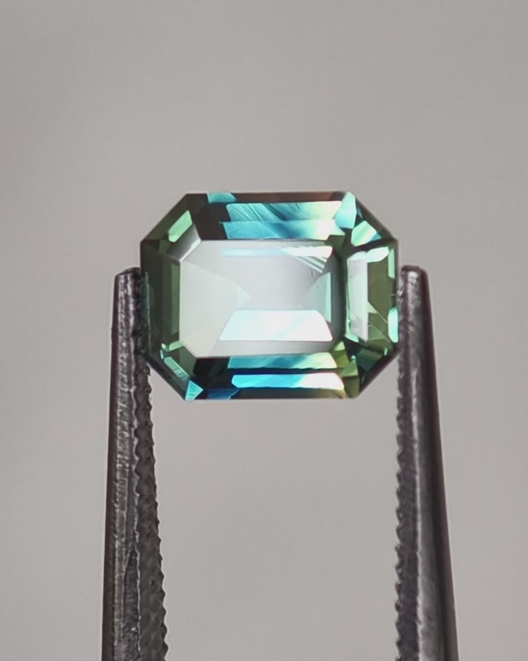 Queensland Sapphire - 1.96ct, Emerald Cut, Parti, Blue, Yellow, Teal, Green