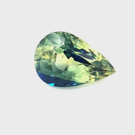 1.39ct Australian Sapphire, Parti, Yellow, Blue, Teal, Green - Pear