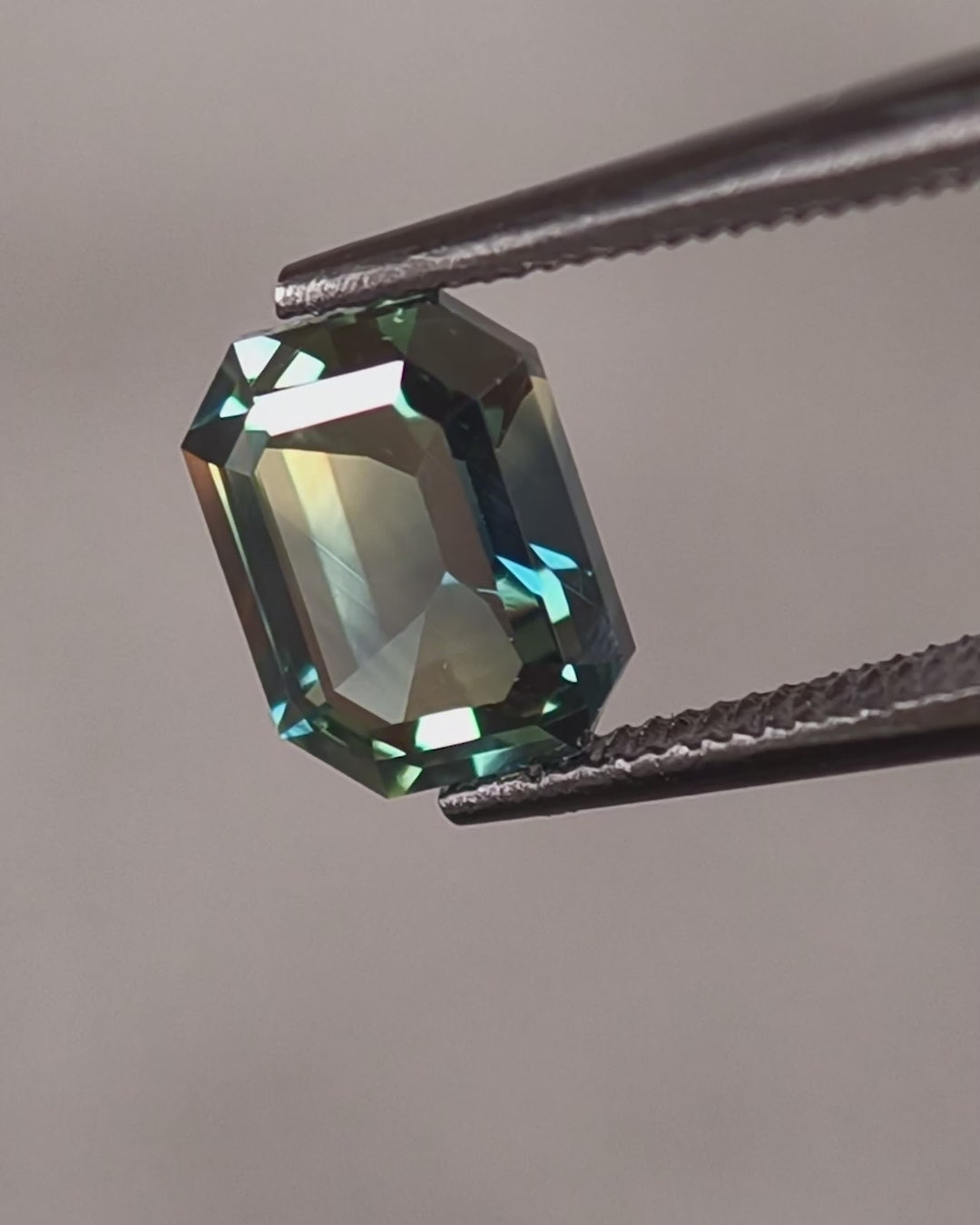 Queensland Sapphire - 1.96ct, Emerald Cut, Parti, Blue, Yellow, Teal, Green