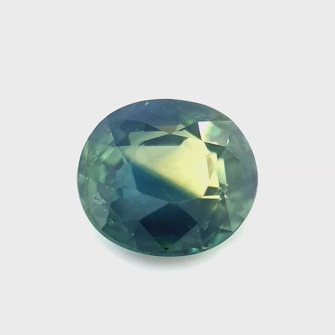 1.25ct Australian Sapphire, Parti, Blue, Yellow, Teal - Oval