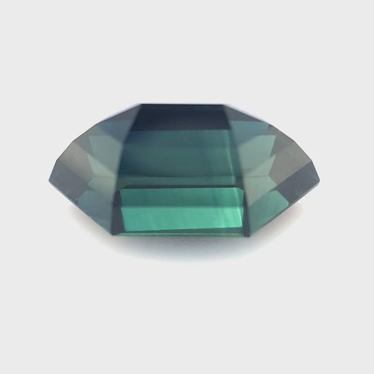 2.58ct Australian Sapphire, Deep Teal, Black - Elongated Hexagon