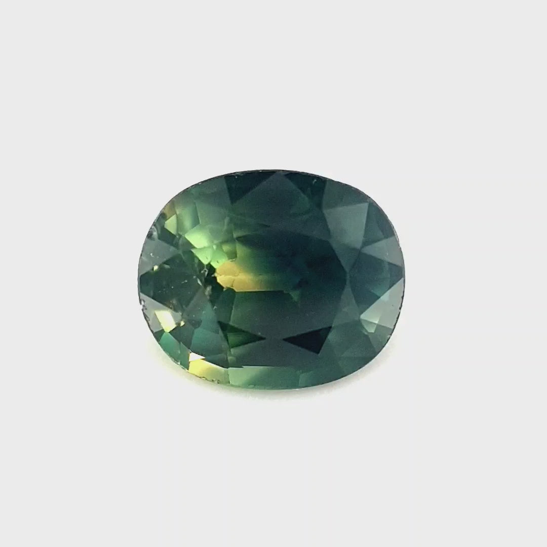 0.80ct Australian Sapphire, Parti, Blue, Teal, Yellow, Green - Oval