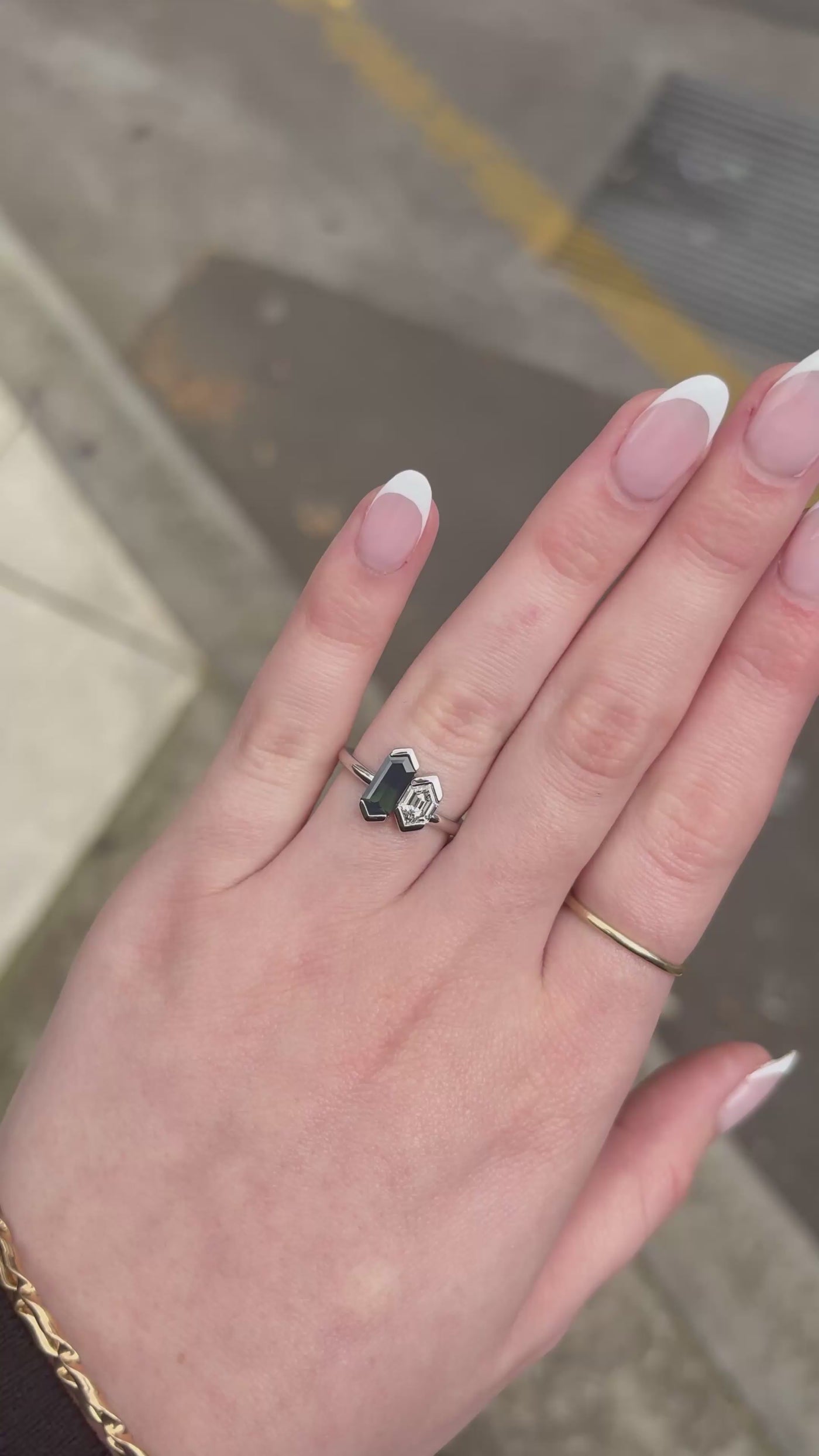 Gentiana – Toi et Moi Hexagon Diamond and Australian Sapphire