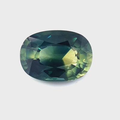 1.57ct Australian Sapphire, Parti, Blue, Yellow, Teal - Oval