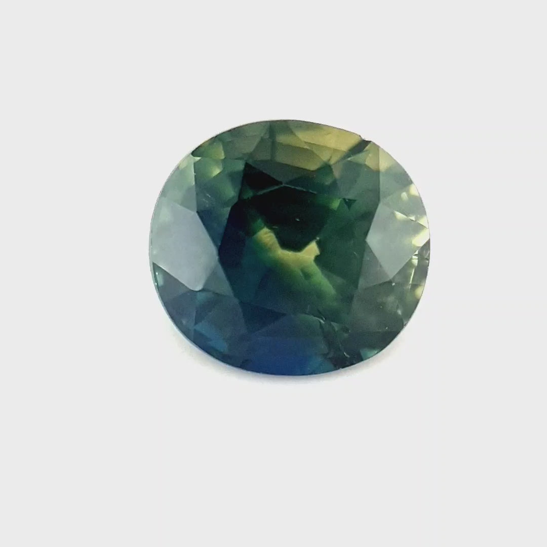 1.14ct Australian Sapphire, Parti, Blue, Green, Teal, Yellow - Oval