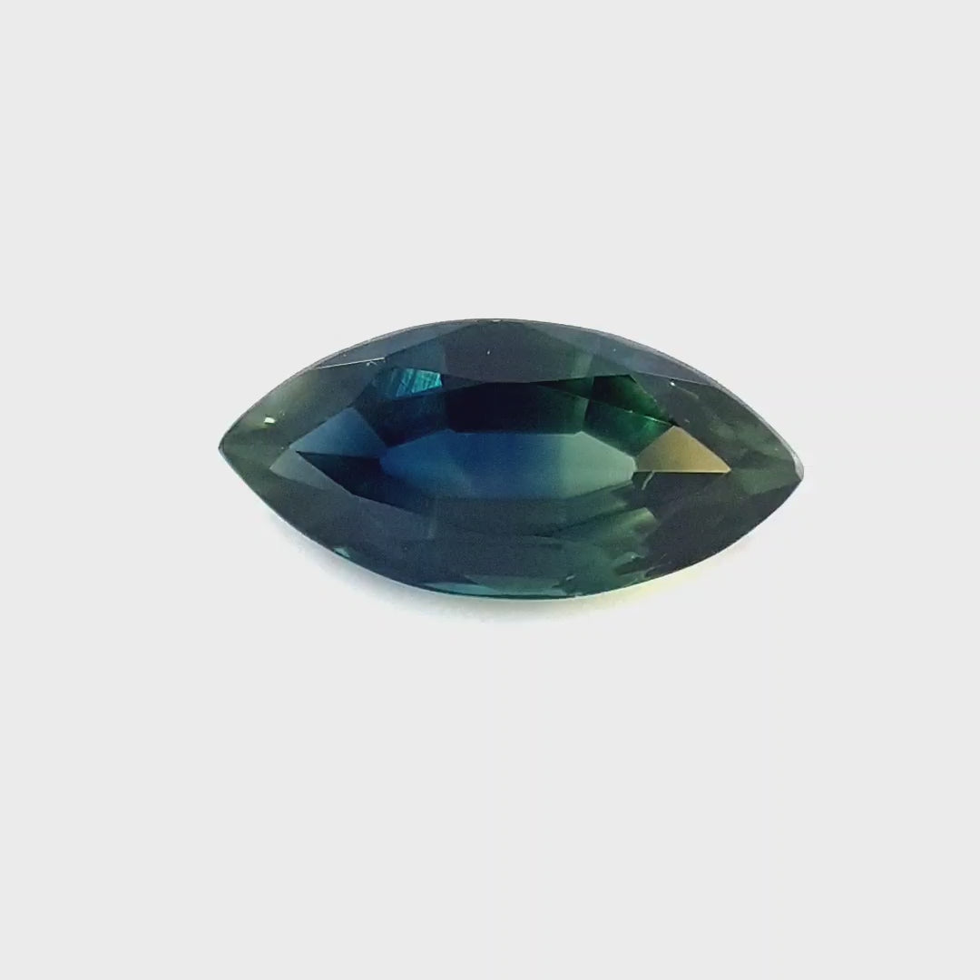 0.60ct Australian Sapphire, Parti, Blue, Teal, Yellow - Marquise